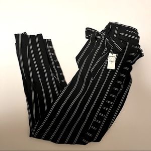 NWT Express black & white striped high rise ankle pants